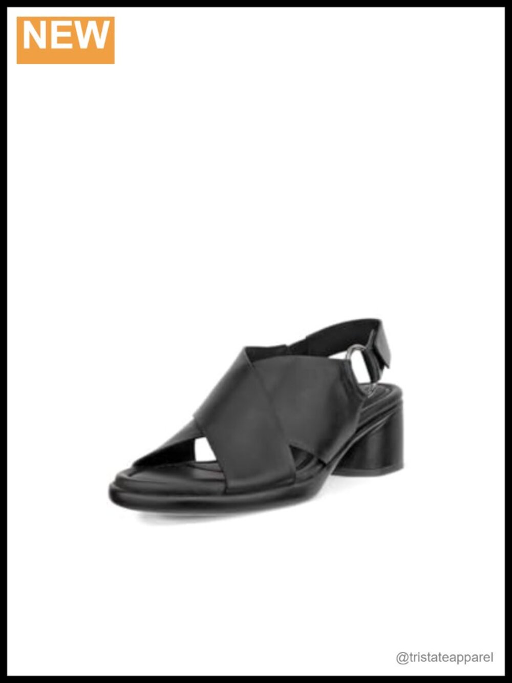 ECCO Leather Heeled Sandals Block Heel Cross Strap Slingback